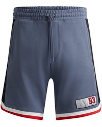 HUGO - Short En Molleton De Coton Avec Logo Style Varsity - Lyst