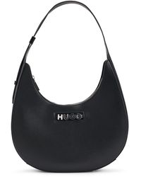 HUGO - Hobo Bag Aus Kunstleder Mit Metallenem Logo-Schriftzug - Lyst