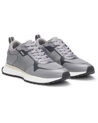 BOSS - Mixed-Material Trainers With Mesh Details And Branding - Lyst