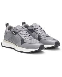 BOSS - Mixed-Material Trainers With Mesh Details And Branding - Lyst