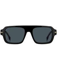 BOSS - Sonnenbrille aus schwarzem Acetat mit charakteristischen Metalldetails - Lyst