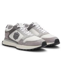 BOSS - Suede-Trim Trainers With Double B Monogram - Lyst