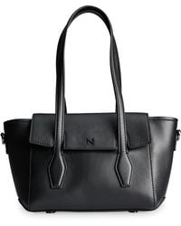 BOSS - Naomi X Leather Tote Bag With Branded Trims - Lyst