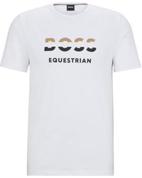 BOSS - Equestrian Short-Sleeved Stretch-Cotton T-Shirt With Logo - Lyst