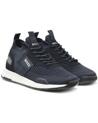 BOSS - Ttnm Evo-Sneakers Met Gebreide Bovenzijde En Suède Details - Lyst