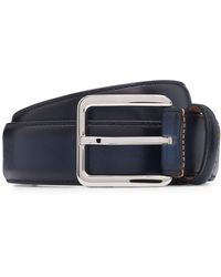 BOSS - Italian-leather Belt With Contrast Stitching - Lyst