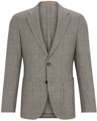 BOSS - Slim-fit Jacket In Checked Silk And Virgin Wool - Lyst