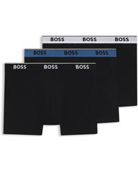 BOSS - Three-Pack Of Stretch-Cotton Logo-Waistband Boxer Briefs - Lyst