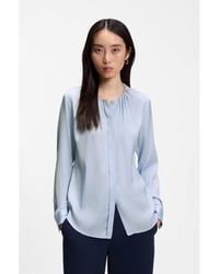 BOSS - Stretch-Silk Blouse With Gathered Details - Lyst