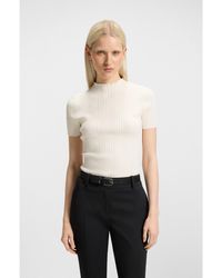 HUGO - Irregular-Rib Sweater With Mock Neck - Lyst
