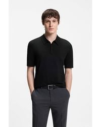 HUGO - Knit Polo With Covered Placket - Lyst
