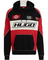 HUGO - Hoodie Van Katoen Met Color-blocking En Motorsport-geïnspireerde Details - Lyst