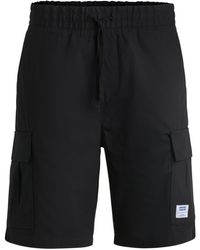 HUGO - Shorts aus strukturierter Baumwolle mit Tunnelzug und Logo-Aufnäher - Lyst