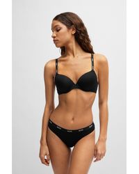 BOSS - Stretch-Jersey Underwire Bra With Logo Straps - Lyst