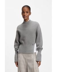 BOSS - Virgin-Wool Sweater With Removable Double B Monogram Pin - Lyst