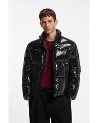 HUGO - Glossy Water-Repellent Puffer Jacket With Tonal Logo - Lyst