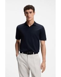 BOSS - Cotton-Jacquard Polo Shirt With Johnny Collar - Lyst