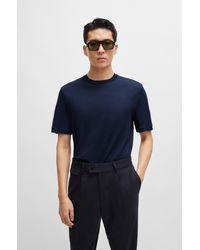 BOSS - Cotton-silk Regular-fit T-shirt With Mixed Structures - Lyst