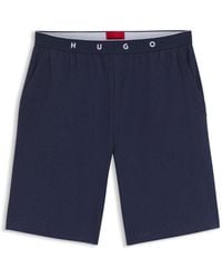 HUGO - Bas De Pyjama En Coton Mélangé À Côtes Et Taille Logotée - Lyst