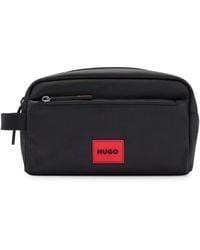 HUGO - Structured-material Washbag With Red Logo Label - Lyst