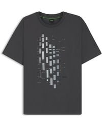 BOSS - T-Shirt Van Stretchkatoen Met Geometrische Print - Lyst
