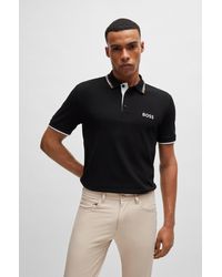 BOSS - Cotton-blend Polo Shirt With Contrast Logos - Lyst