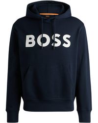 BOSS - Relaxed-Fit Hoodie aus Baumwoll-Terry mit Kontrast-Logo - Lyst