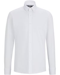 BOSS - Regular-Fit Jersey-Hemd aus strukturiertem Baumwoll-Mix - Lyst