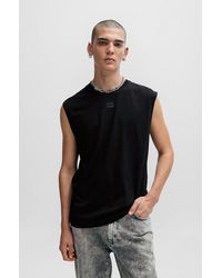 HUGO - Sleeveless T-shirt In Cotton Jersey With Logo Detail - Lyst