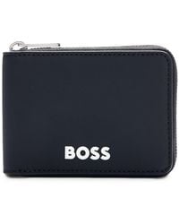 BOSS - Faux-leather Ziparound Wallet With Contrast Logo - Lyst
