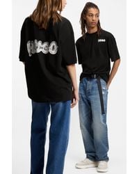 HUGO - All-Gender Cotton-Jersey T-Shirt With Logo Prints - Lyst