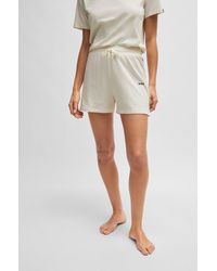 BOSS - Drawstring Pyjama Shorts In Stretch Cotton With Logo Print - Lyst
