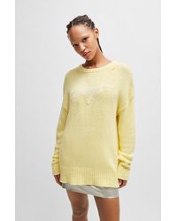 HUGO - Cotton-blend Oversized-fit Sweater With Handwritten Logo - Lyst