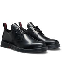 HUGO - Chaussures Derby En Cuir Avec Languette À Logo Revisité - Lyst