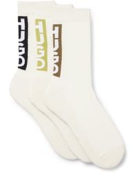 HUGO - Set Van Drie Paar Korte Sokken Met Verticale Logo's - Lyst