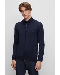 BOSS - Virgin-wool Regular-fit Cardigan With Embroidered Logo - Lyst
