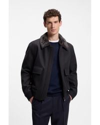BOSS - Regular-Fit Pilot Jacket With Detachable Faux-Fur Collar - Lyst