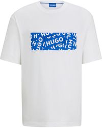 HUGO - T-shirt Van Katoenen Jersey Met Logo-artwork - Lyst
