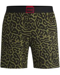 HUGO - Pyjama-Shorts aus Stretch-Baumwolle mit saisonalem Muster - Lyst