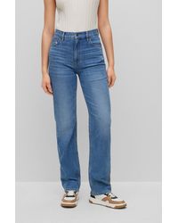 BOSS - High-waisted Jeans In Blue Comfort-stretch Denim - Lyst