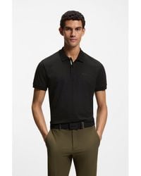 BOSS - Cotton-Piqué Polo Shirt With Printed Pattern - Lyst