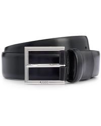 BOSS - Leather Belt With Square Logo-engraved Buckle - Lyst