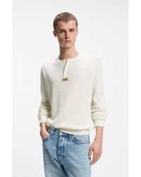 HUGO - Relaxed-Fit Henley Sweater - Lyst