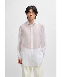 BOSS - Regular-fit Shirt In Soft Organza With Kent Collar - Lyst