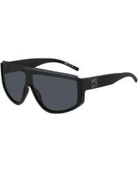 HUGO - Mask-style Sunglasses In Black With Stacked Logo - Lyst