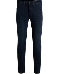 BOSS - Delaware Blauschwarze Slim-Fit Jeans aus Soft-Motion-Denim - Lyst