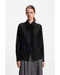 BOSS - Regular-Fit Tuxedo-Inspired Blouse With Pintuck Pleats - Lyst