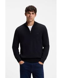 BOSS - Zip-Neck Knitted Sweater - Lyst