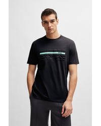 BOSS - Stretch-cotton Regular-fit T-shirt With Emed Artwork - Lyst