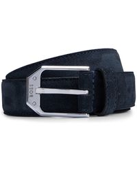 BOSS - Italian-made Suede Belt With Angular Branded Buckle - Lyst